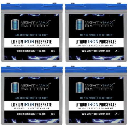 12V 55AH Lithium Replacement Battery Compatible with Sunrise Medical Quickie Pulse 6SC - 4PK -  MIGHTY MAX BATTERY, MAX3989775